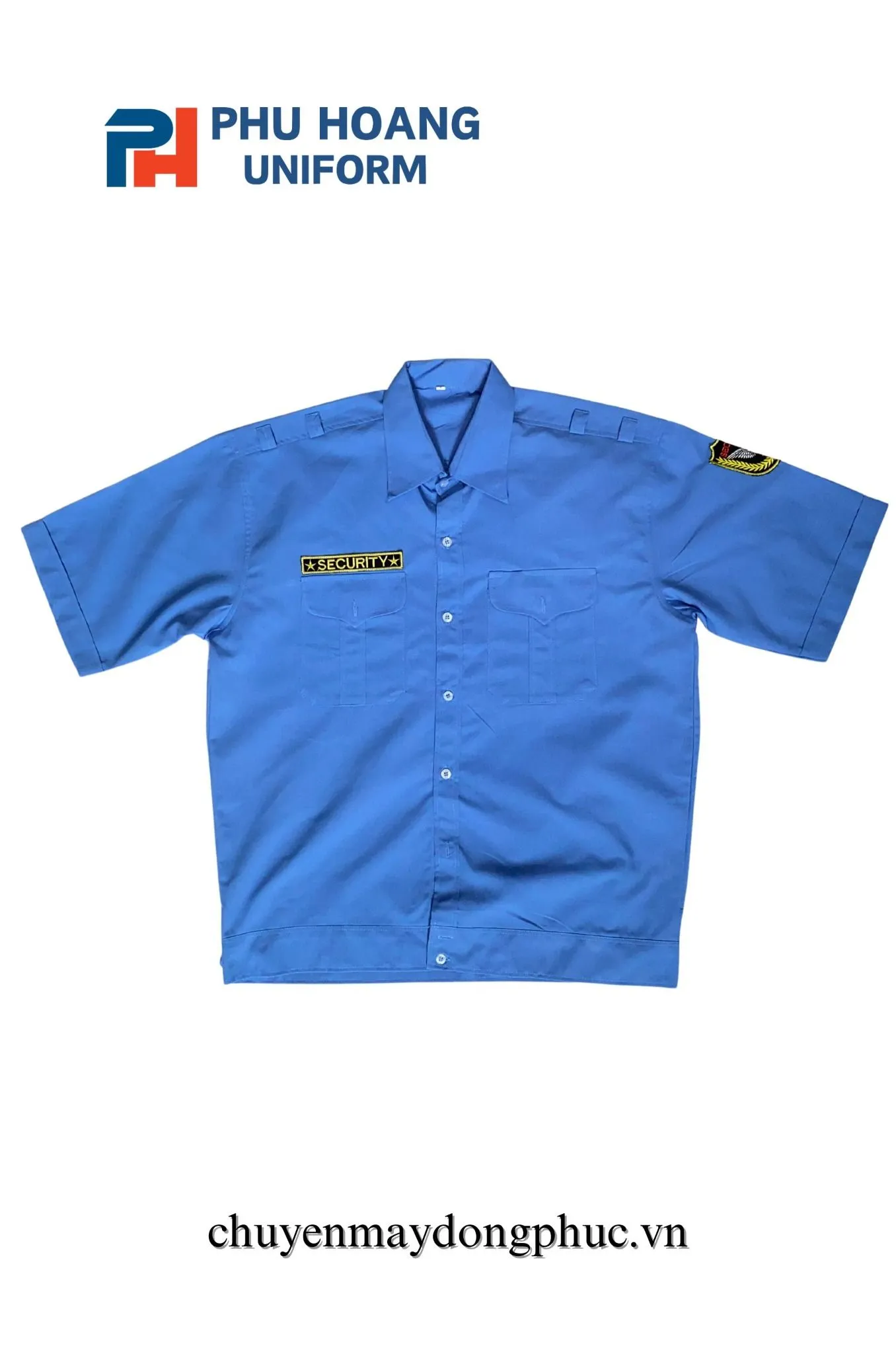 ÁO BẢO VỆ MÀU XANH TAY NGẮN MAY SẴN SQ011