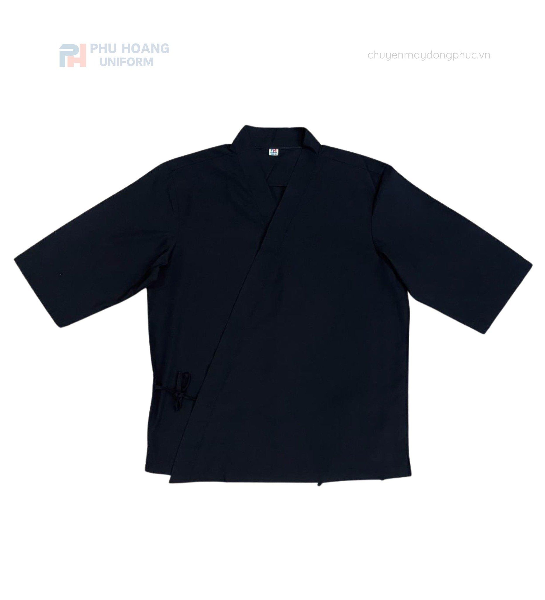 ÁO BẾP NHẬT ĐEN MAY SẴN SB012