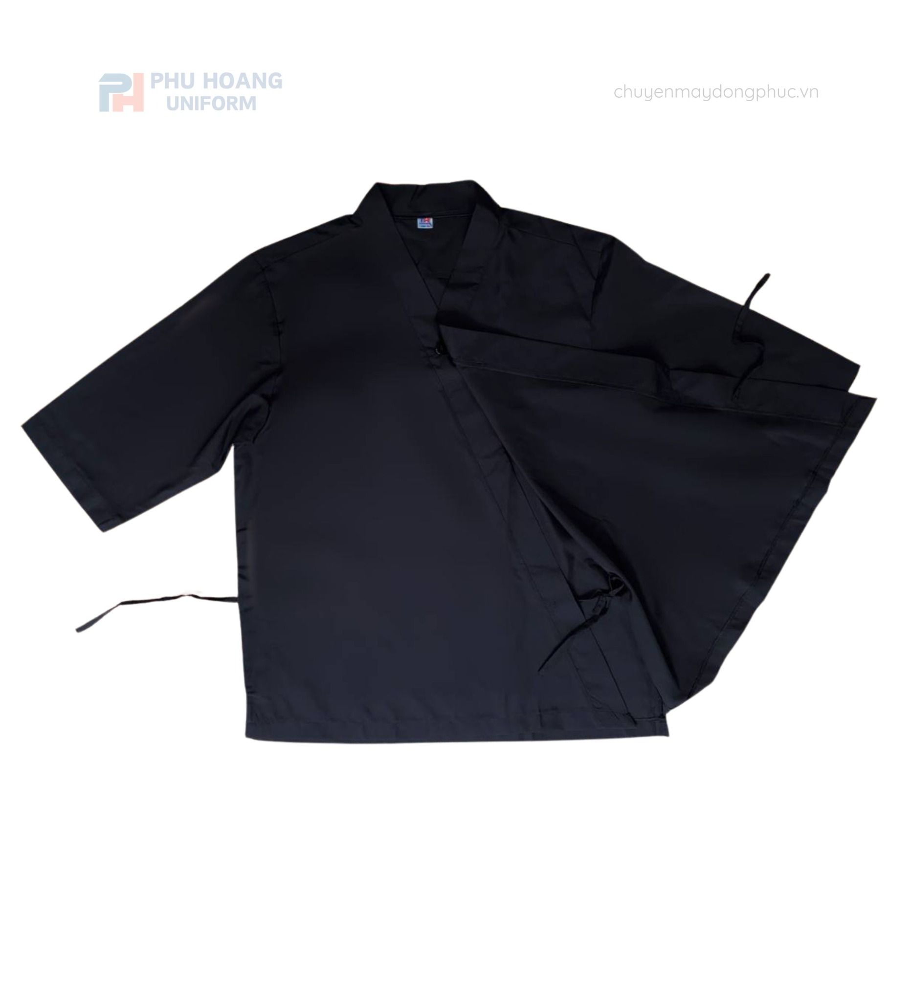 ÁO BẾP NHẬT ĐEN MAY SẴN SB012