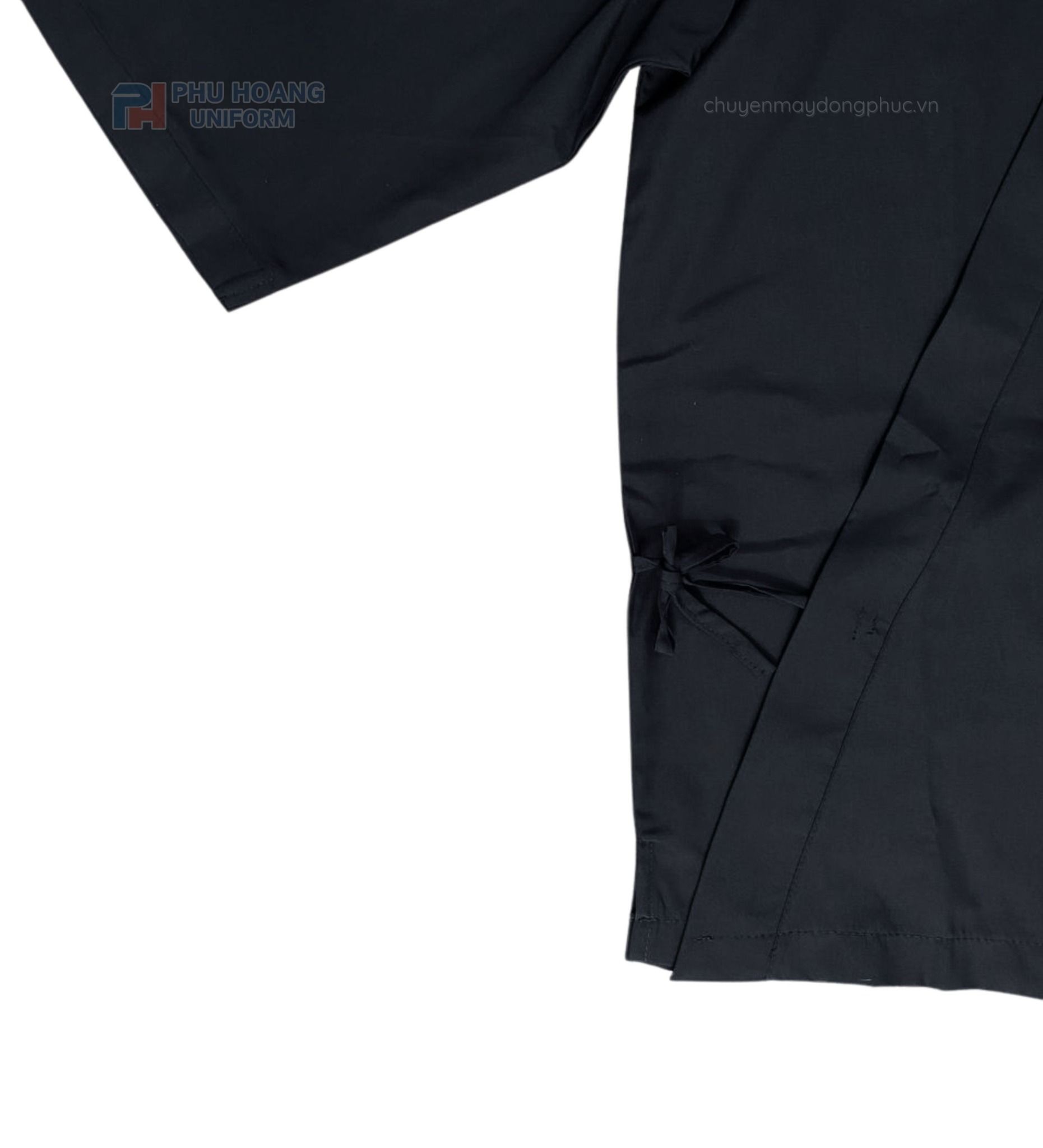 CHI TIẾT ÁO BẾP NHẬT ĐEN MAY SẴN SB012