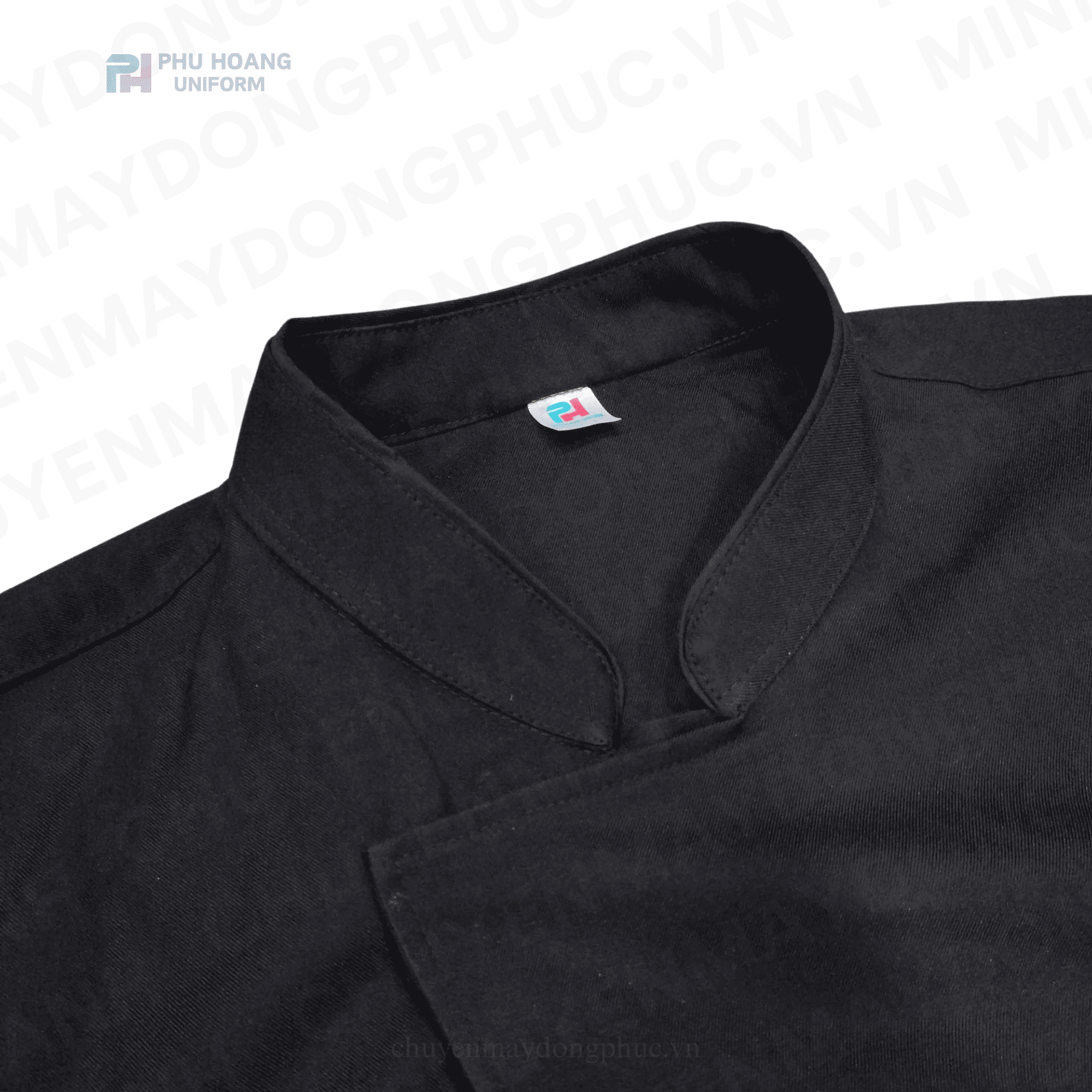 ÁO BẾP ĐEN NÚT BẤM SB016 (MAY SẴN)