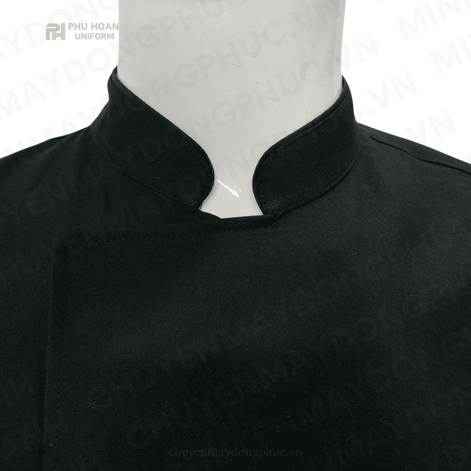 ÁO BẾP ĐEN NÚT BẤM SB016 (MAY SẴN)