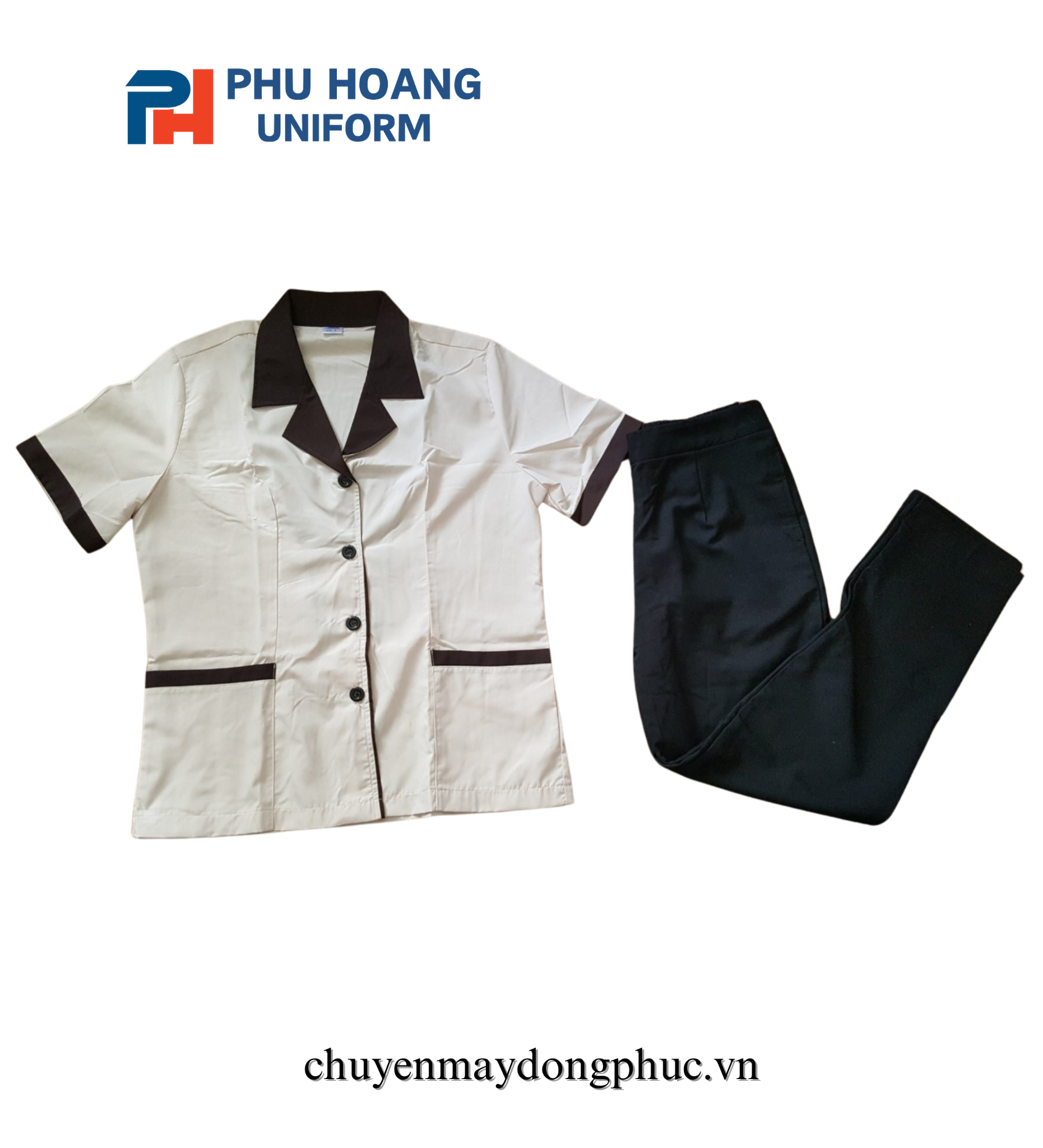 ĐỒNG PHỤC TẠP VỤ MÀU KEM PHỐI NÂU MAY SẴN SL006