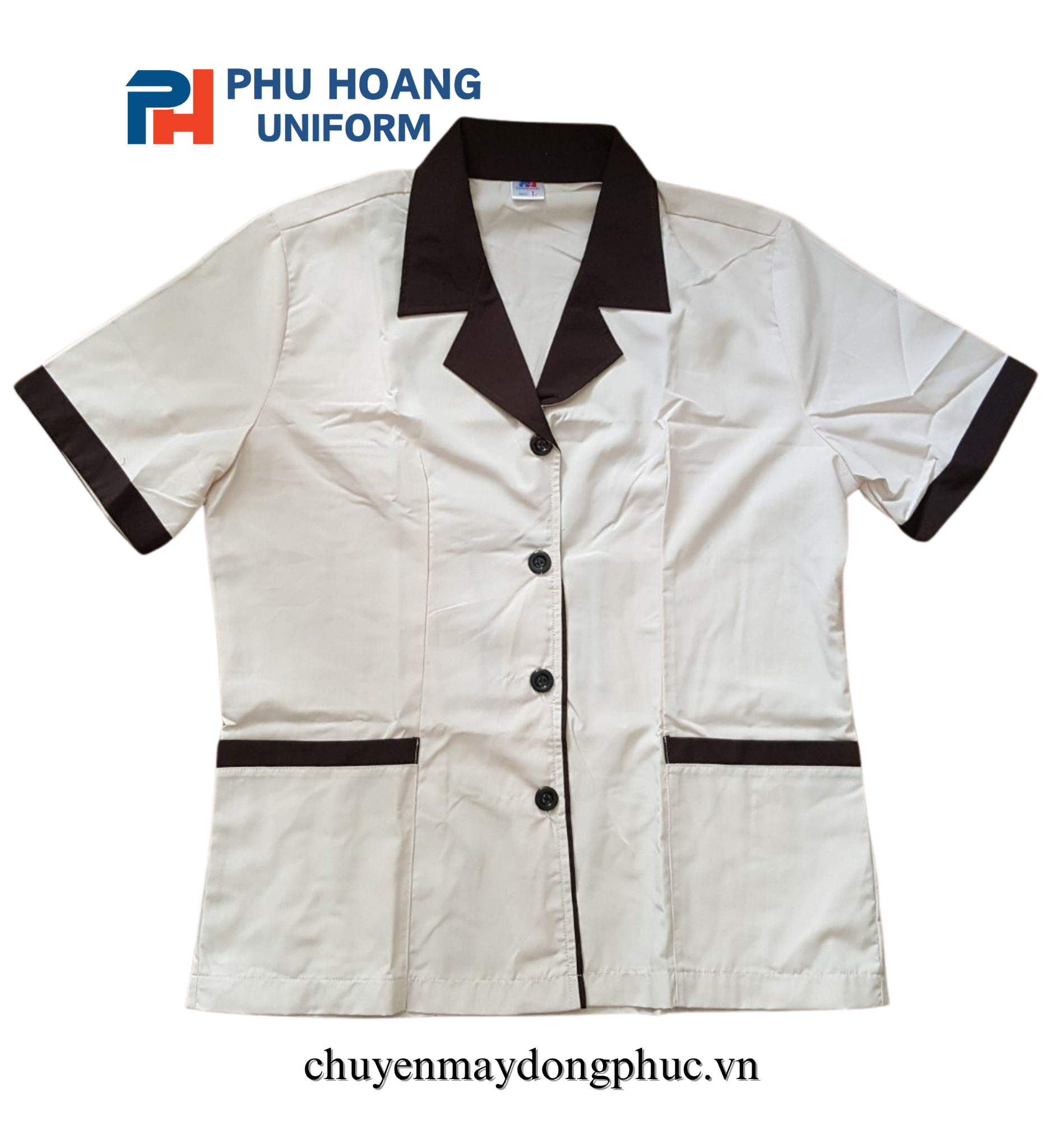 ĐỒNG PHỤC TẠP VỤ MÀU KEM PHỐI NÂU MAY SẴN SL006