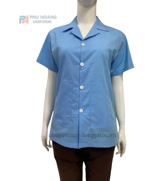 ÁO THỦY SẢN MÀU XANH (MAY SẴN) SW012