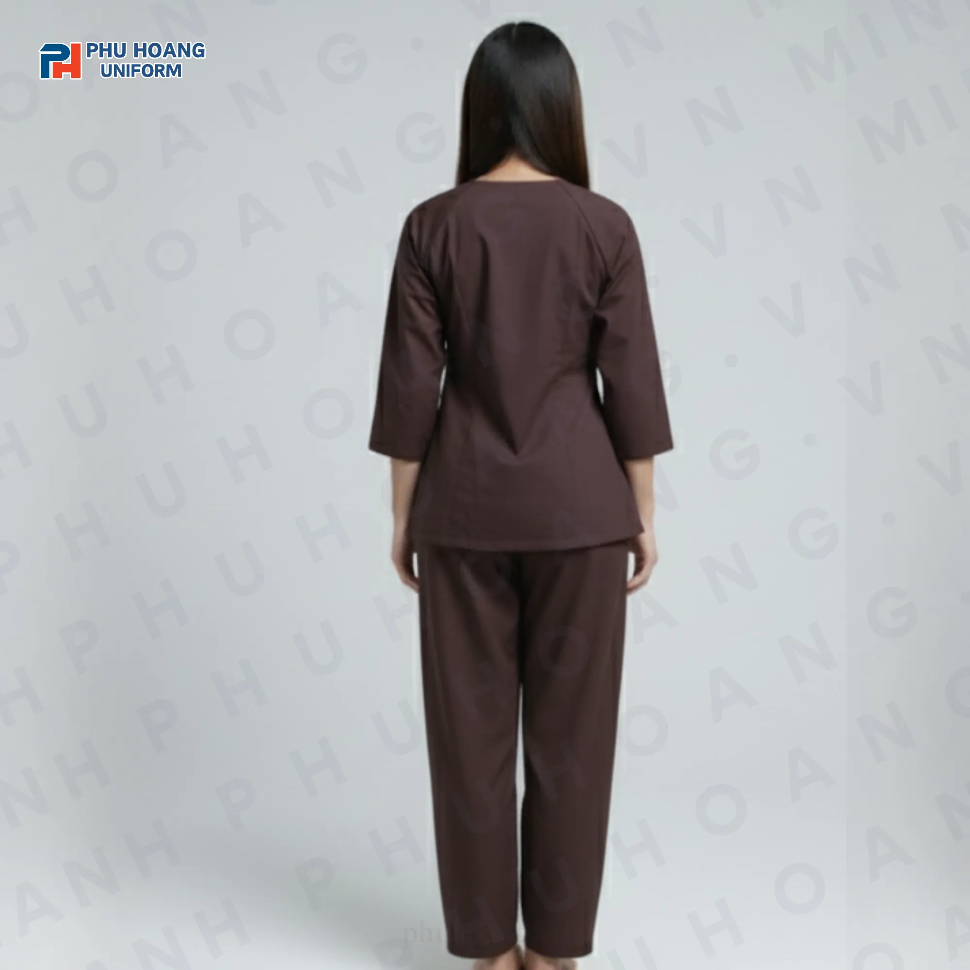 BỘ ĐỒ BÀ BA MÀU NÂU ĐẬM MAY SẴN ST002