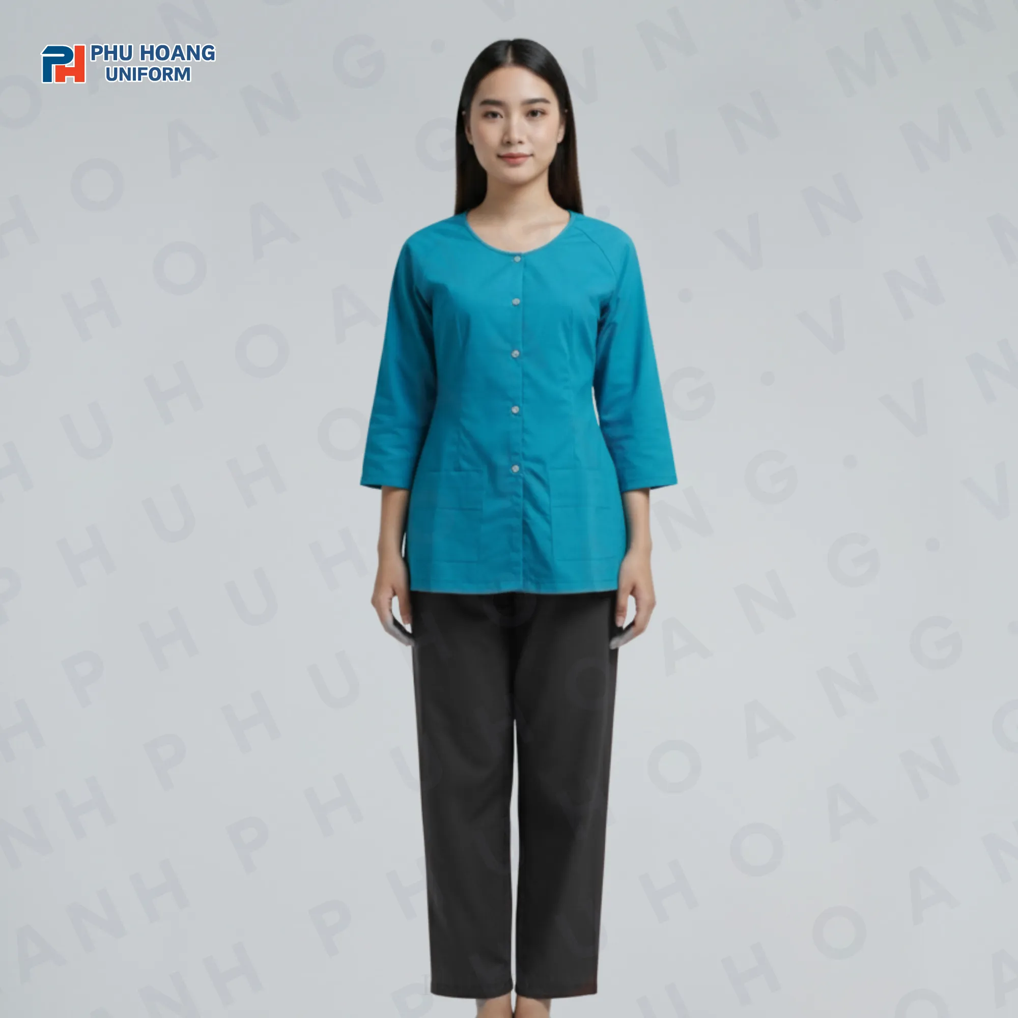 BỘ ĐỒ BÀ BA MÀU XANH LAM MAY SẴN ST004