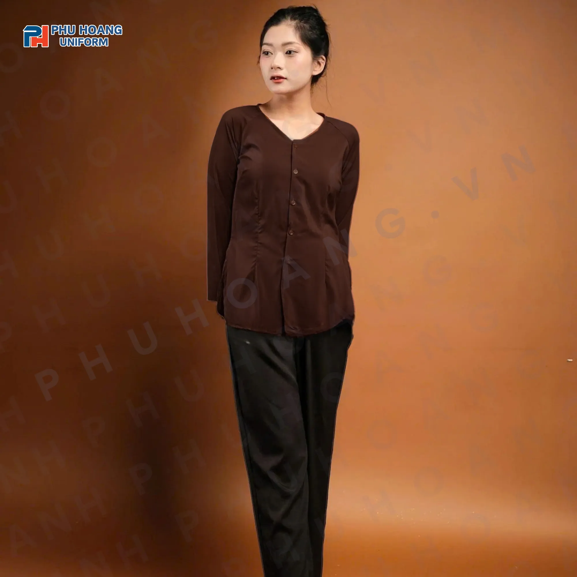 BỘ ĐỒ BÀ BA MÀU NÂU ĐẬM MAY SẴN ST002