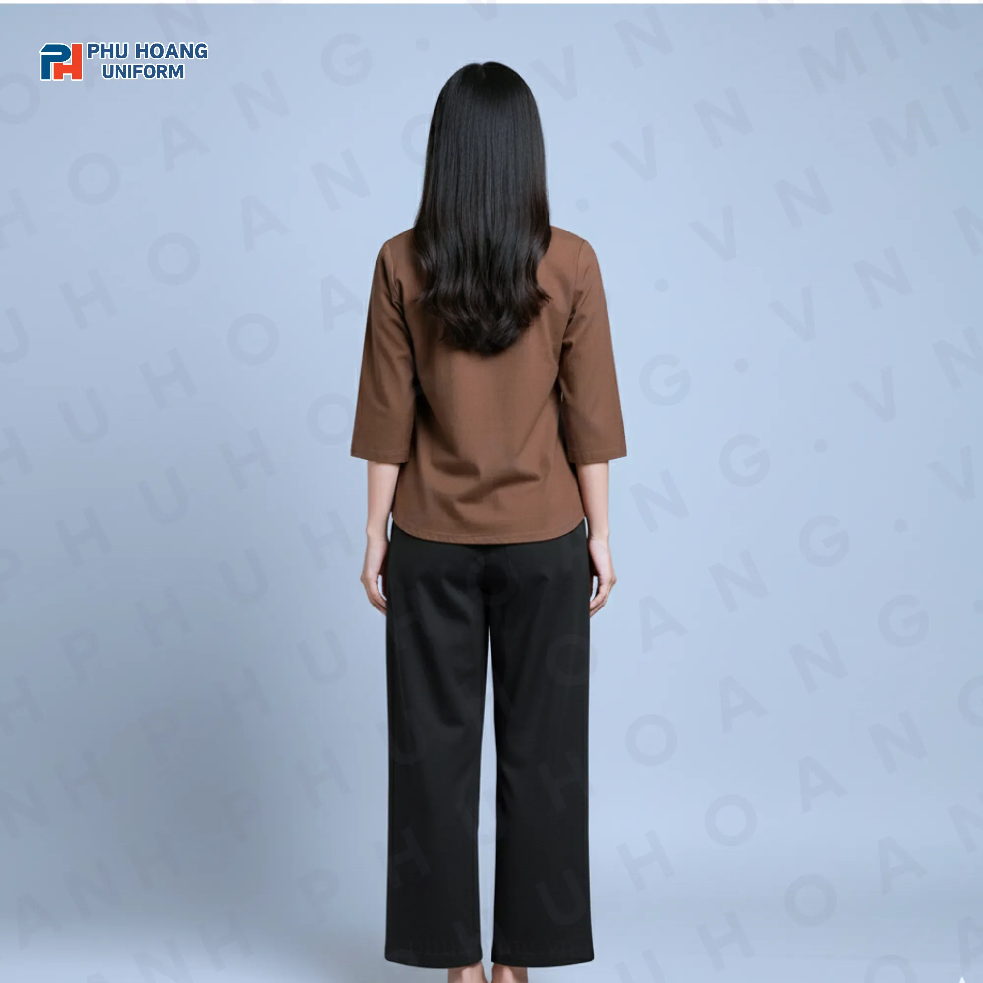 BỘ ĐỒ BÀ BA MÀU NÂU NHẠT MAY SẴN ST003