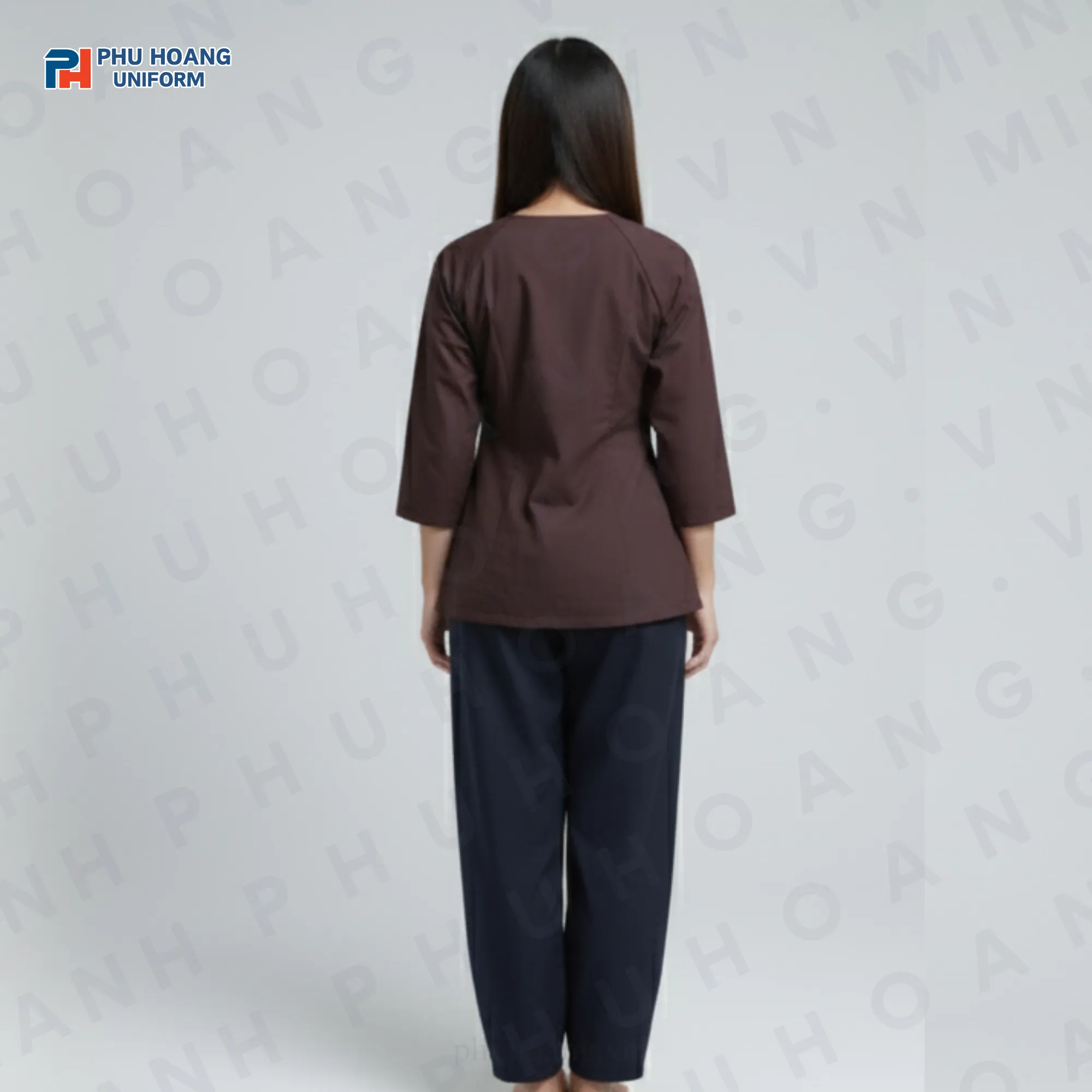 BỘ ĐỒ BÀ BA MÀU NÂU ĐẬM MAY SẴN ST002