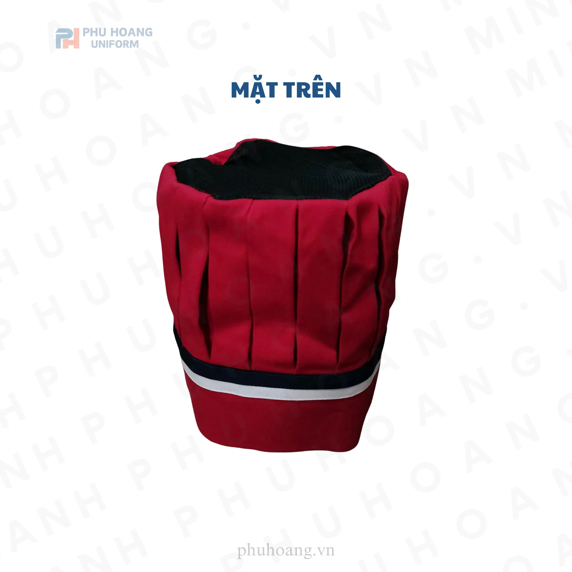 NÓN BẾP TRƯỞNG ĐỎ ĐÔ DÁN SAU CHÓP LƯỚI MAY SẴN SN038