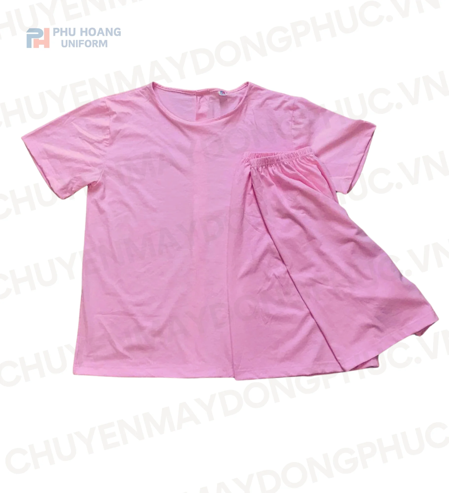 SET QUẦN ÁO SPA NÚT SAU LƯNG MÀU HỒNG (MAY SẴN) SS007