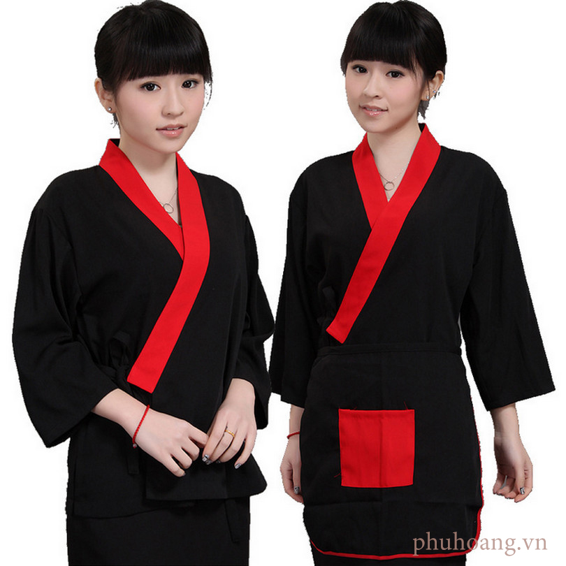 Kiểu áo bếp đen viền đỏ Kiểu áo bếp đen viền đỏ