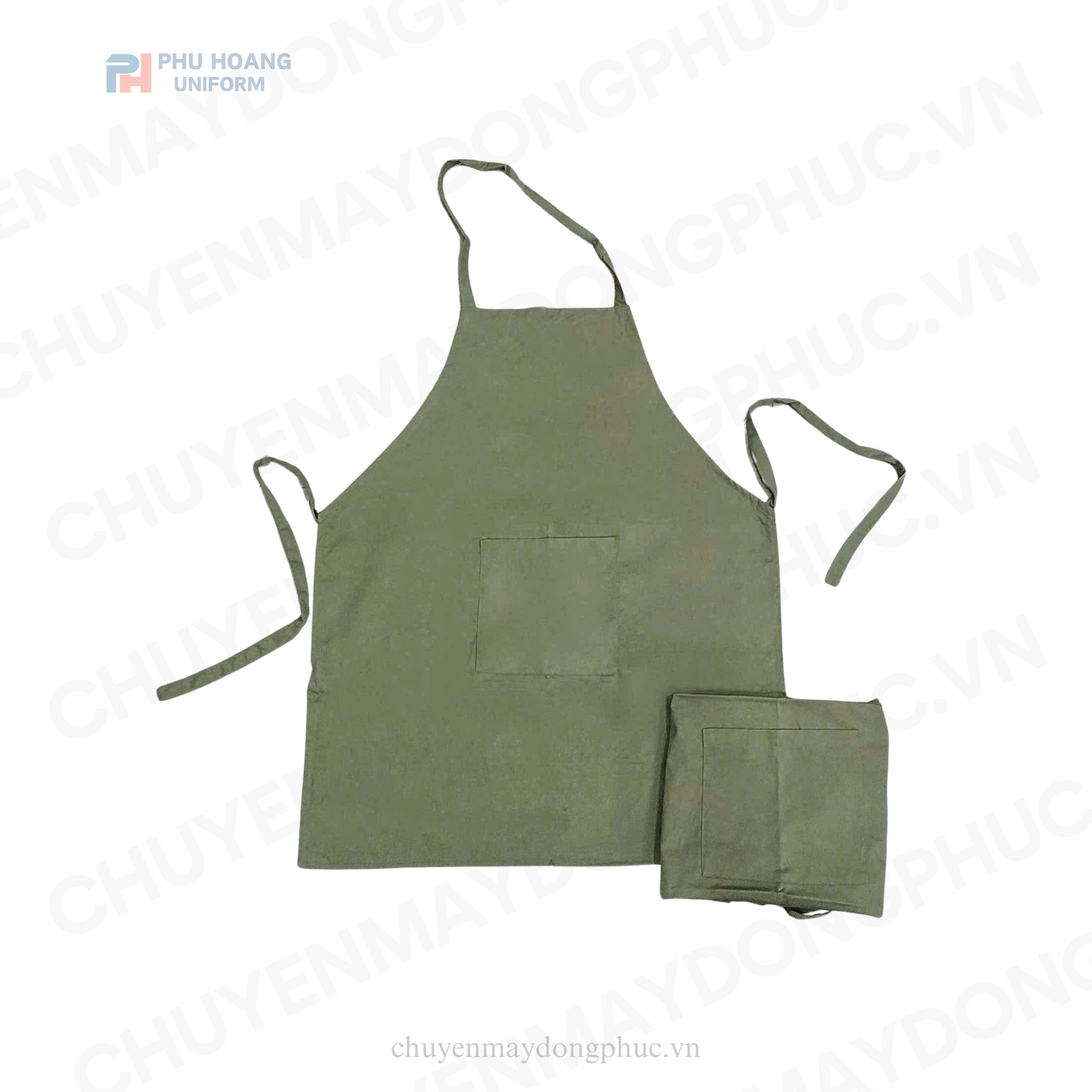 Tạp Dề Yếm Xanh Rêu (May Sẵn) – SA001