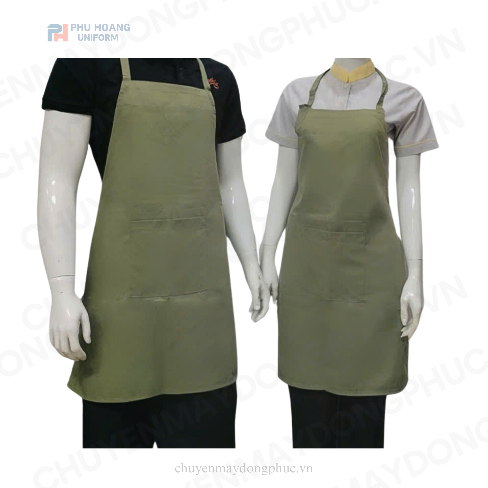 Tạp Dề Yếm Xanh Rêu (May Sẵn) – SA001