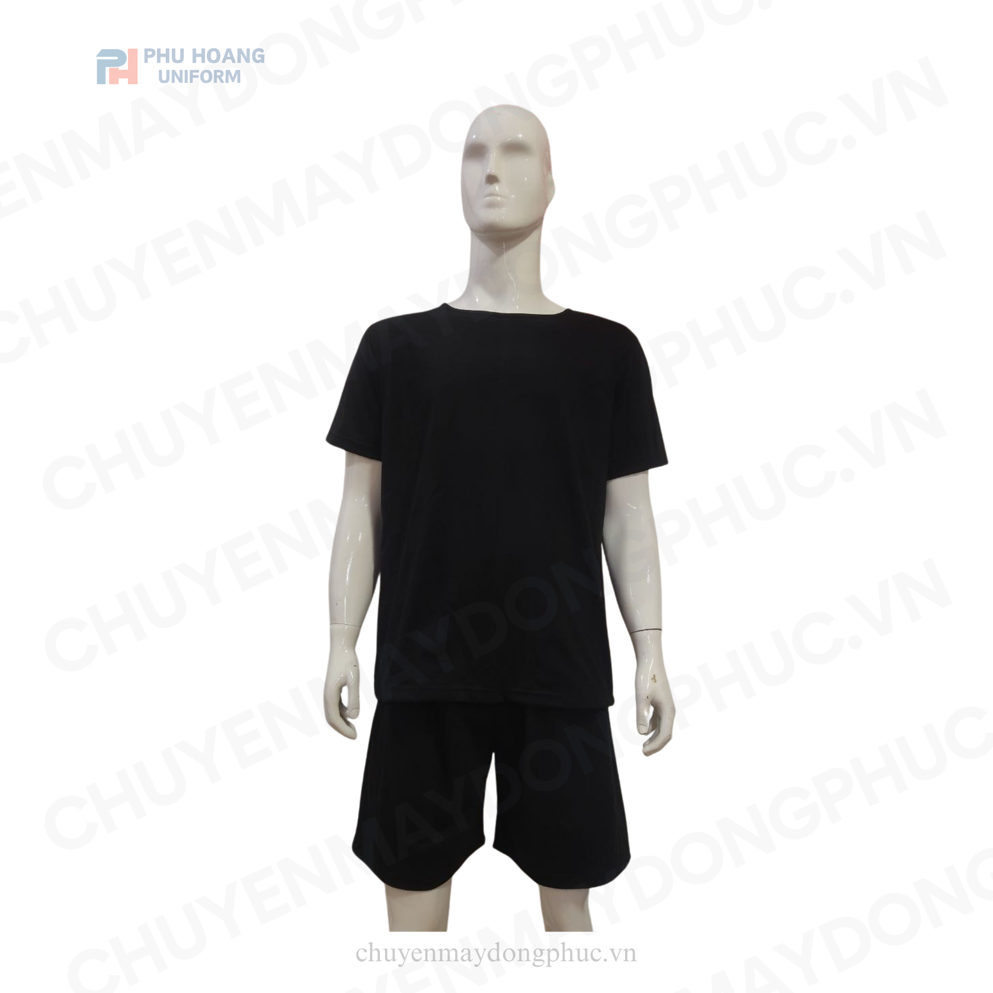 SET QUẦN ÁO SPA NÚT SAU LƯNG MÀU ĐEN (MAY SẴN) SS002