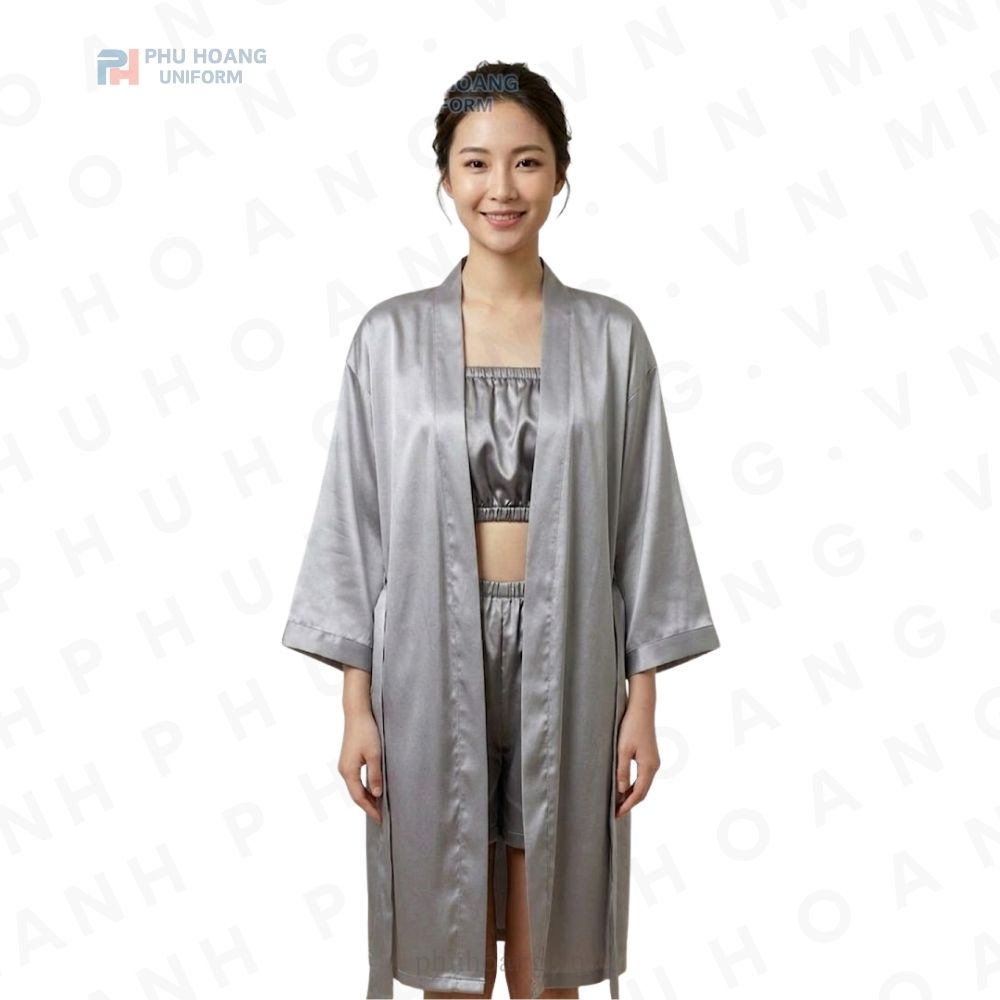 ÁO CHOÀNG SPA MÀU XÁM