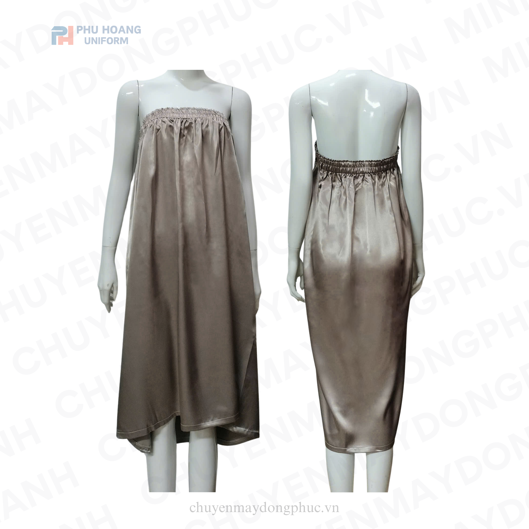 VÁY QUÂY SPA NÂU NHẠT (MAY SẴN) – SS015