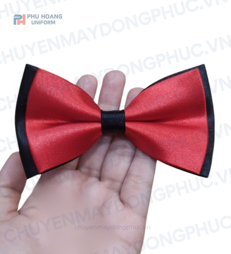 NƠ PHỤC VỤ MÀU ĐỎ TƯƠI PHỐI ĐEN MAY SẴN SG011