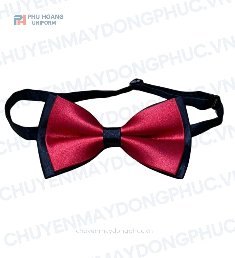 NƠ PHỤC VỤ MÀU ĐỎ TƯƠI PHỐI ĐEN MAY SẴN SG011