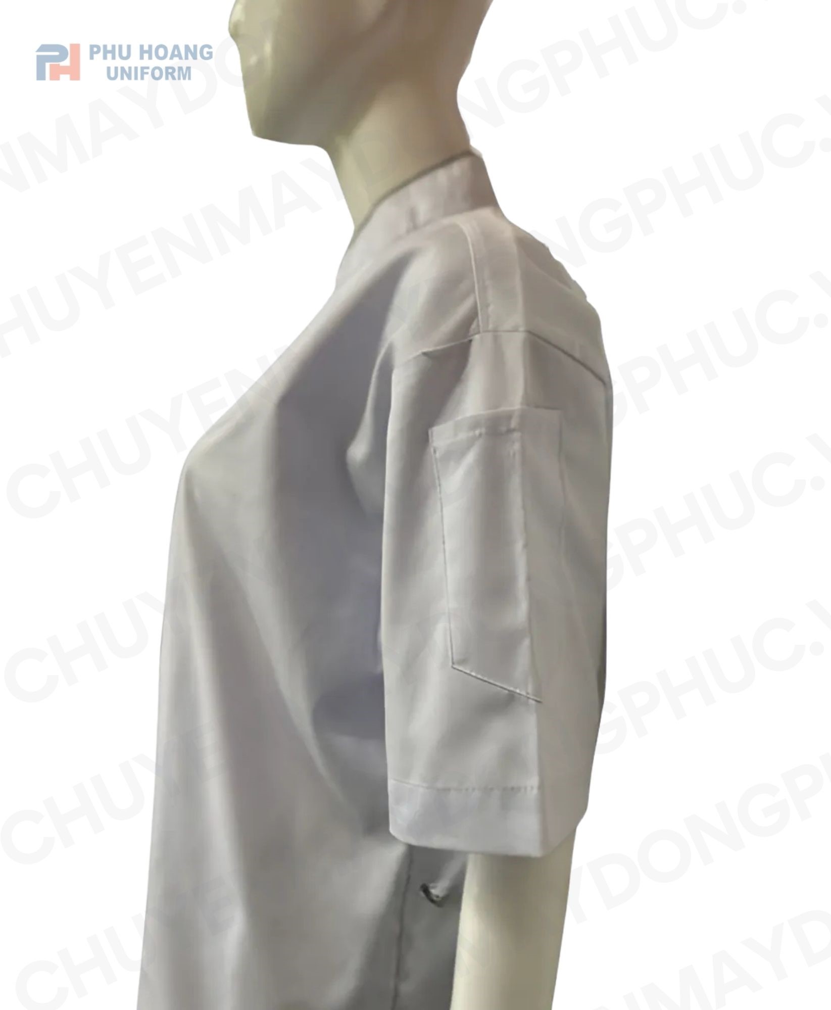 ÁO BẾP KAKI TRẮNG VIỀN ĐEN TAY NGẮN SB001 (MAY SẴN) ÁO BẾP TRẮNG VIỀN ĐEN TAY NGẮN (MAY SẴN)