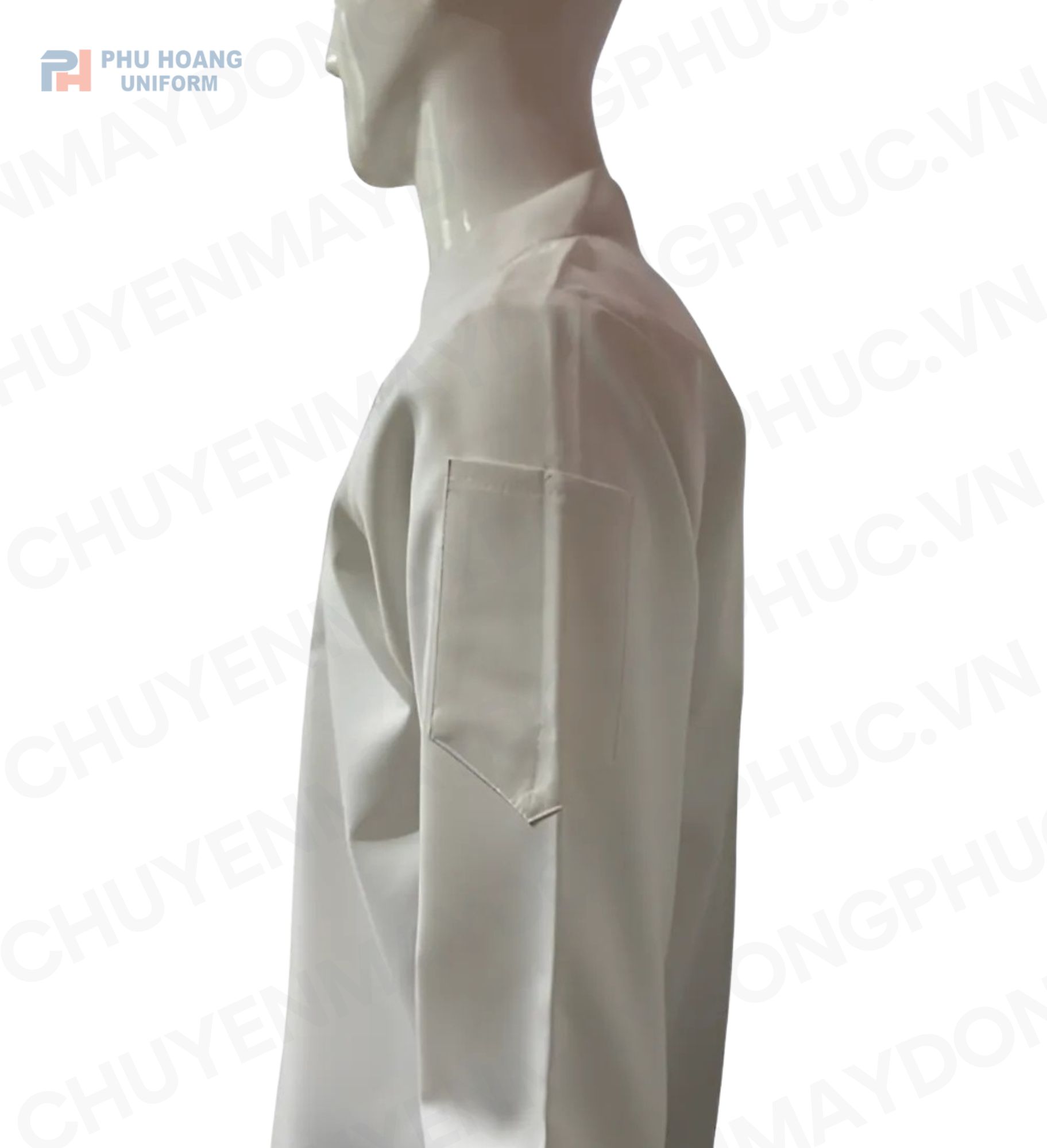 ÁO BẾP TRẮNG TAY DÀI SB008 (MAY SẴN)