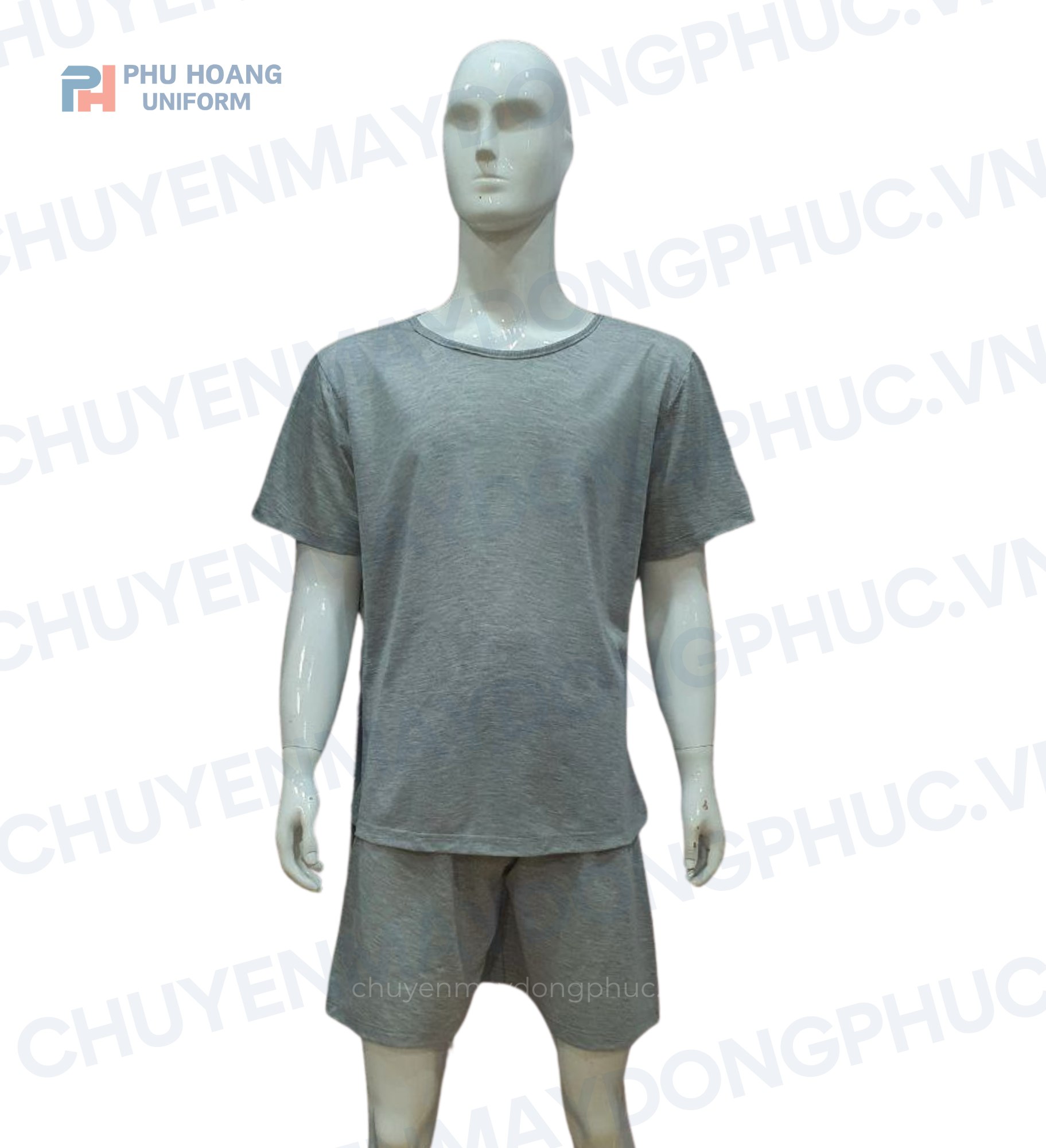 SET QUẦN ÁO SPA NÚT SAU LƯNG MÀU XÁM (MAY SẴN) SS001