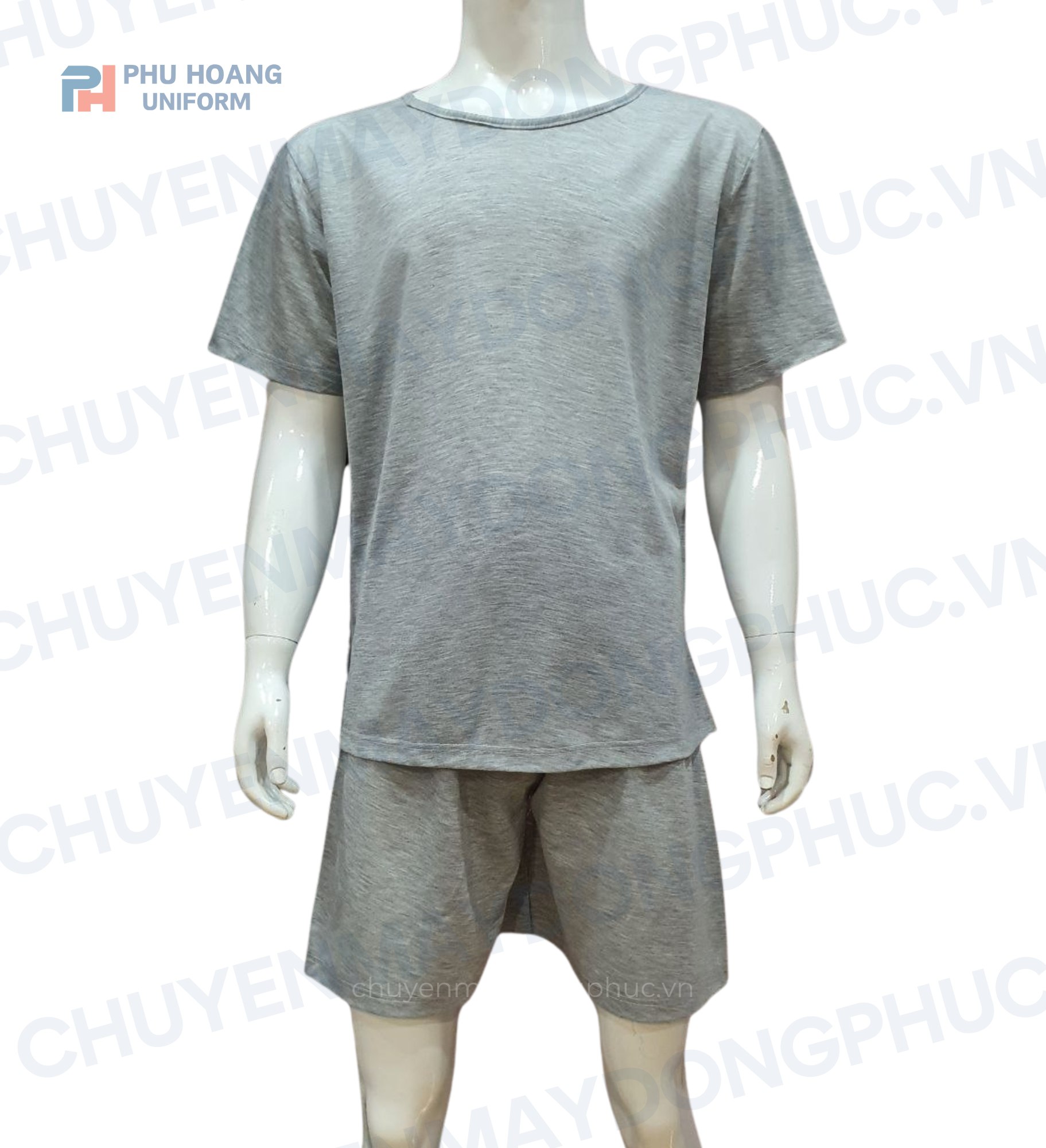 SET QUẦN ÁO SPA NÚT SAU LƯNG MÀU XÁM (MAY SẴN) SS001