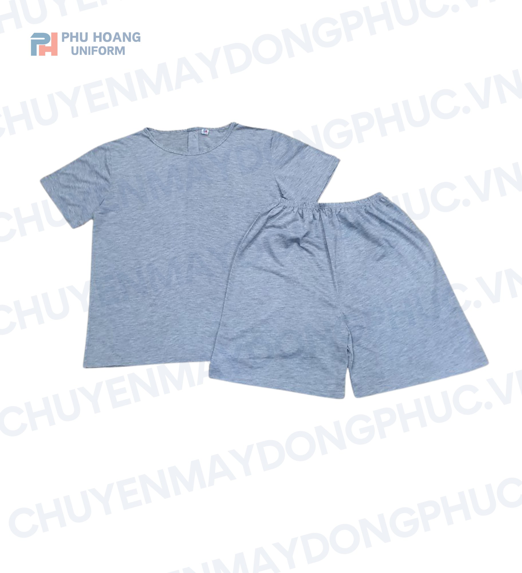 SET QUẦN ÁO SPA NÚT SAU LƯNG MÀU XÁM (MAY SẴN) SS001