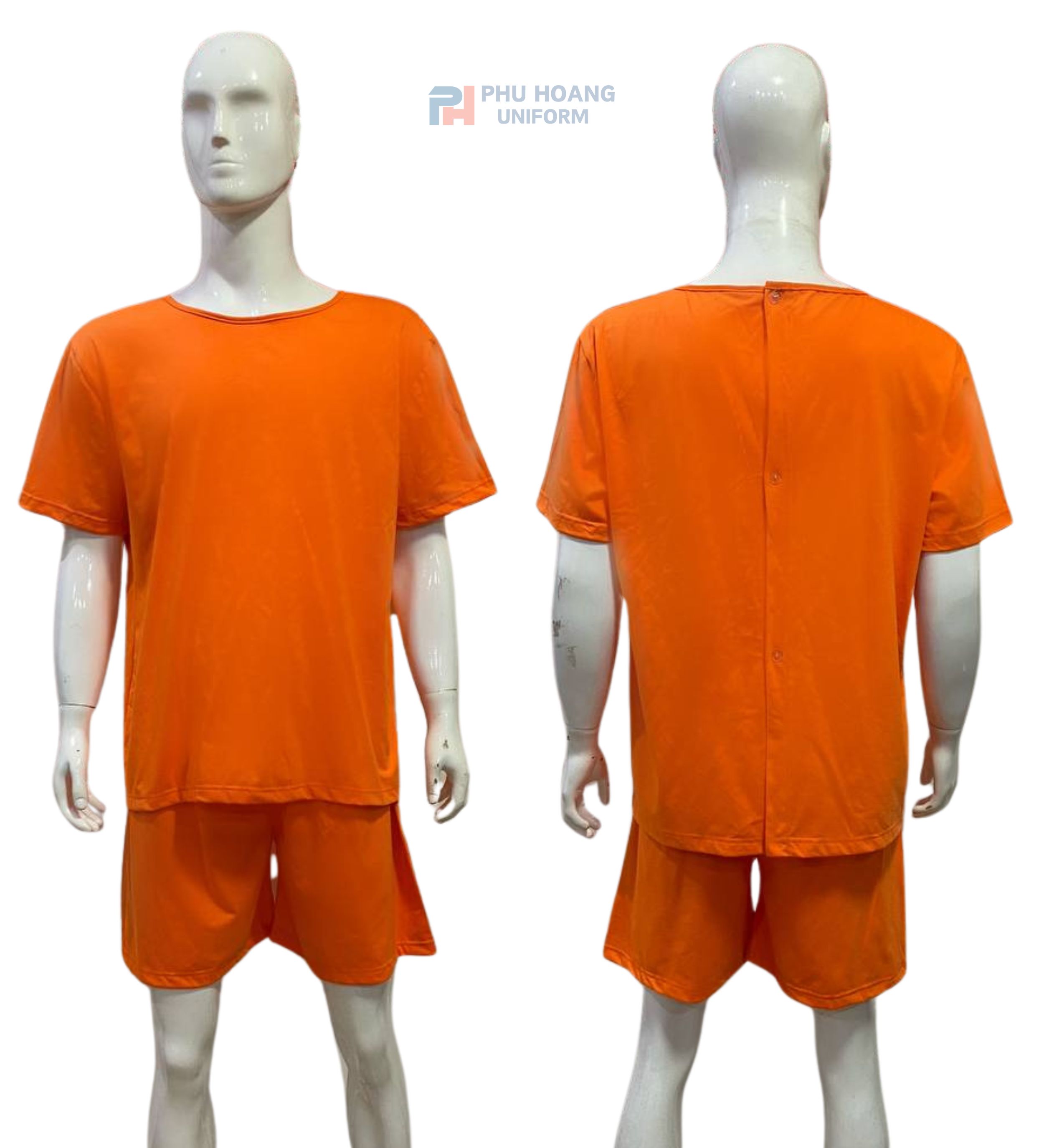 SET QUẦN ÁO SPA NÚT SAU LƯNG CAM ĐẬM (MAY SẴN) SS004