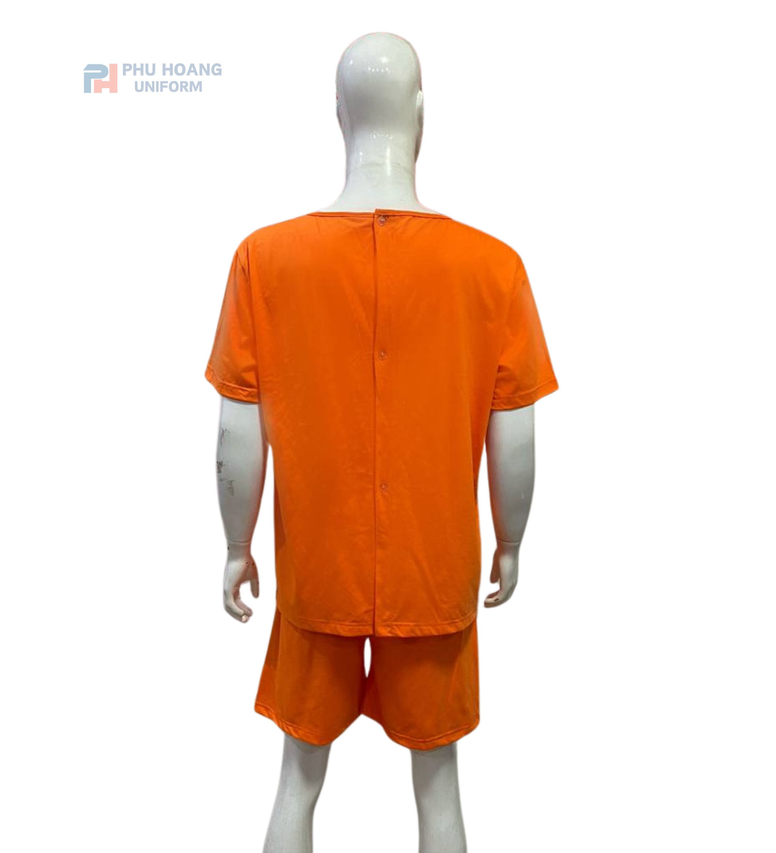 SET QUẦN ÁO SPA NÚT SAU LƯNG CAM ĐẬM (MAY SẴN) SS004