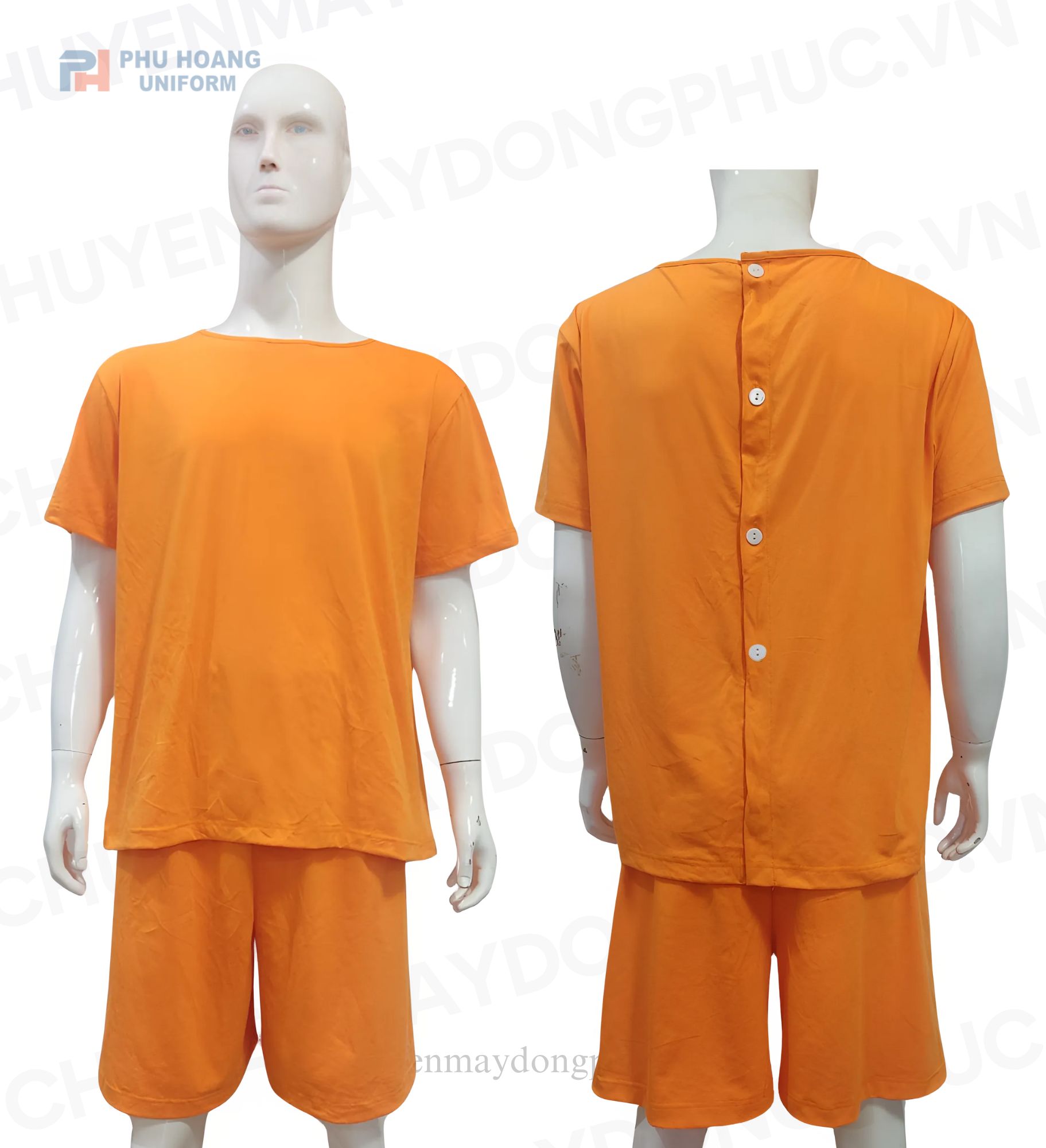 SET QUẦN ÁO SPA NÚT SAU LƯNG CAM NHẠT (MAY SẴN) SS003