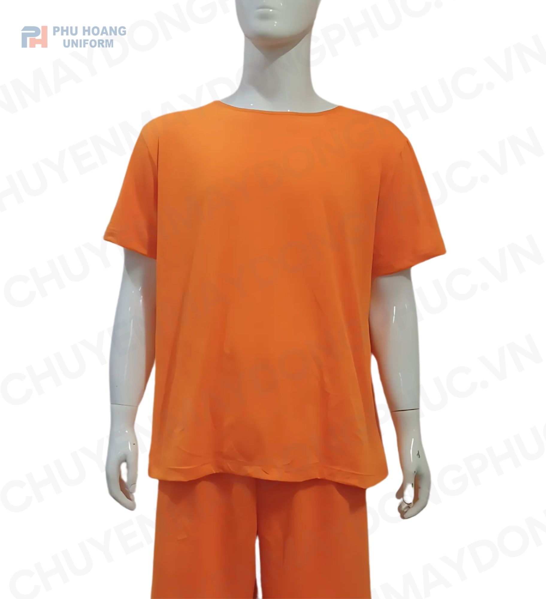 SET QUẦN ÁO SPA NÚT SAU LƯNG CAM NHẠT (MAY SẴN) SS003