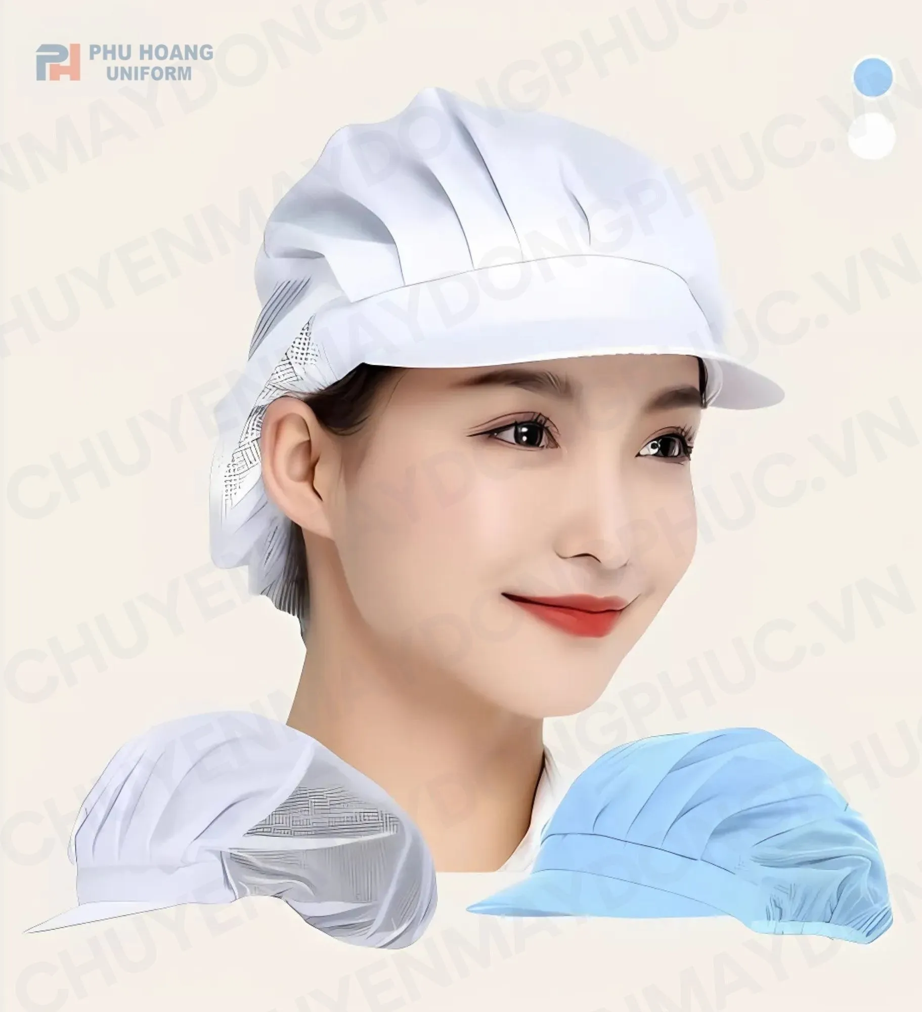 NÓN TRÙM ĐẦU LƯỚI SAU MÀU TRẮNG MAY SẴN SN002