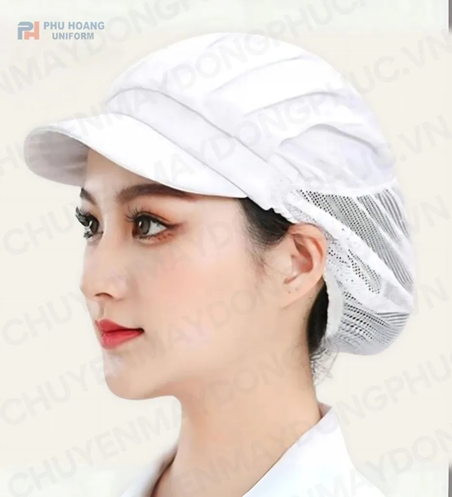 NÓN TRÙM ĐẦU LƯỚI SAU MÀU TRẮNG MAY SẴN SN002