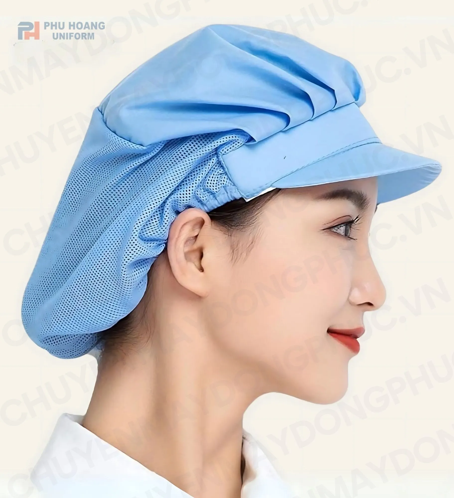 NÓN TRÙM ĐẦU LƯỚI SAU MÀU XANH MAY SẴN SN001