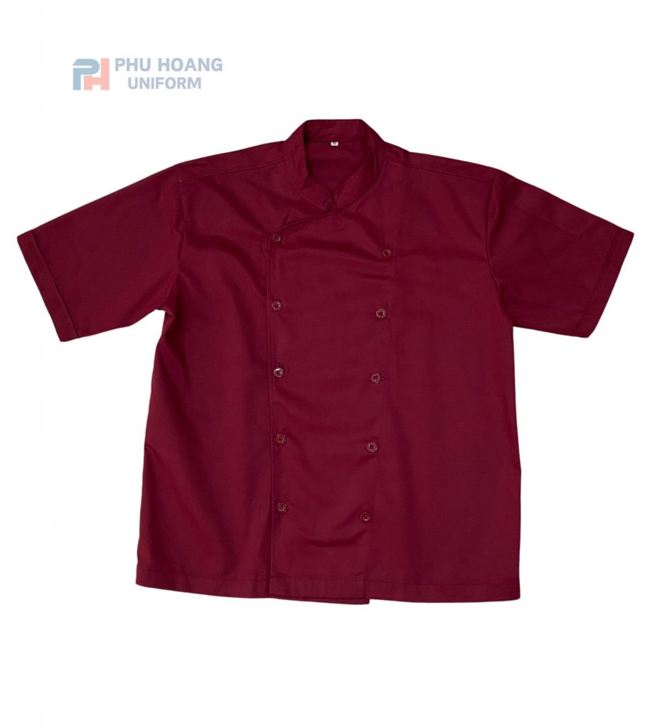 ÁO BẾP KAKI ĐỎ ĐÔ TAY NGẮN SB002 (MAY SẴN)