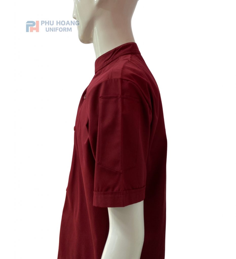 ÁO BẾP KAKI ĐỎ ĐÔ TAY NGẮN SB002 (MAY SẴN)