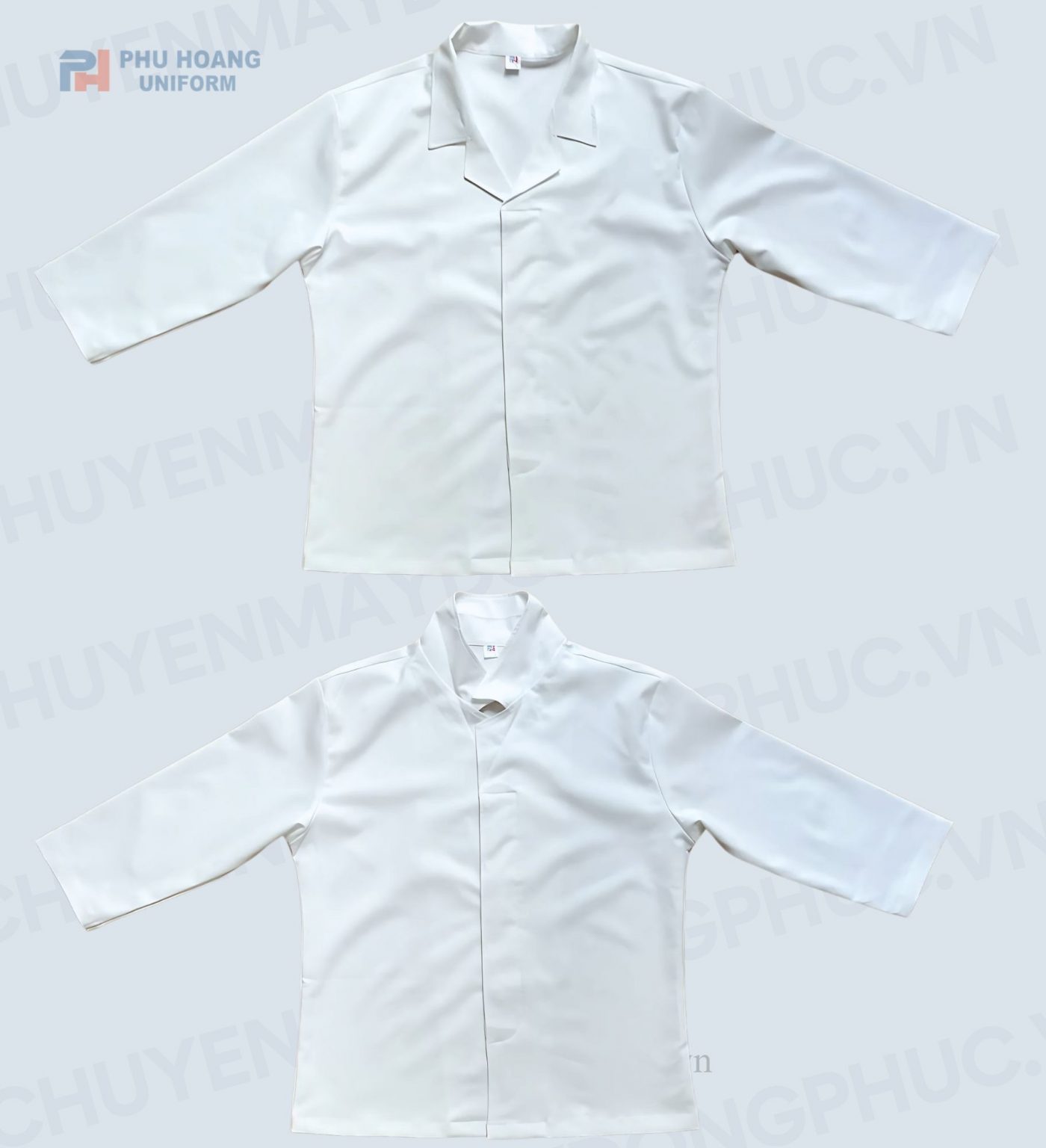 ÁO BẾP NHẬT KAKI TRẮNG MAY SẴN SB015