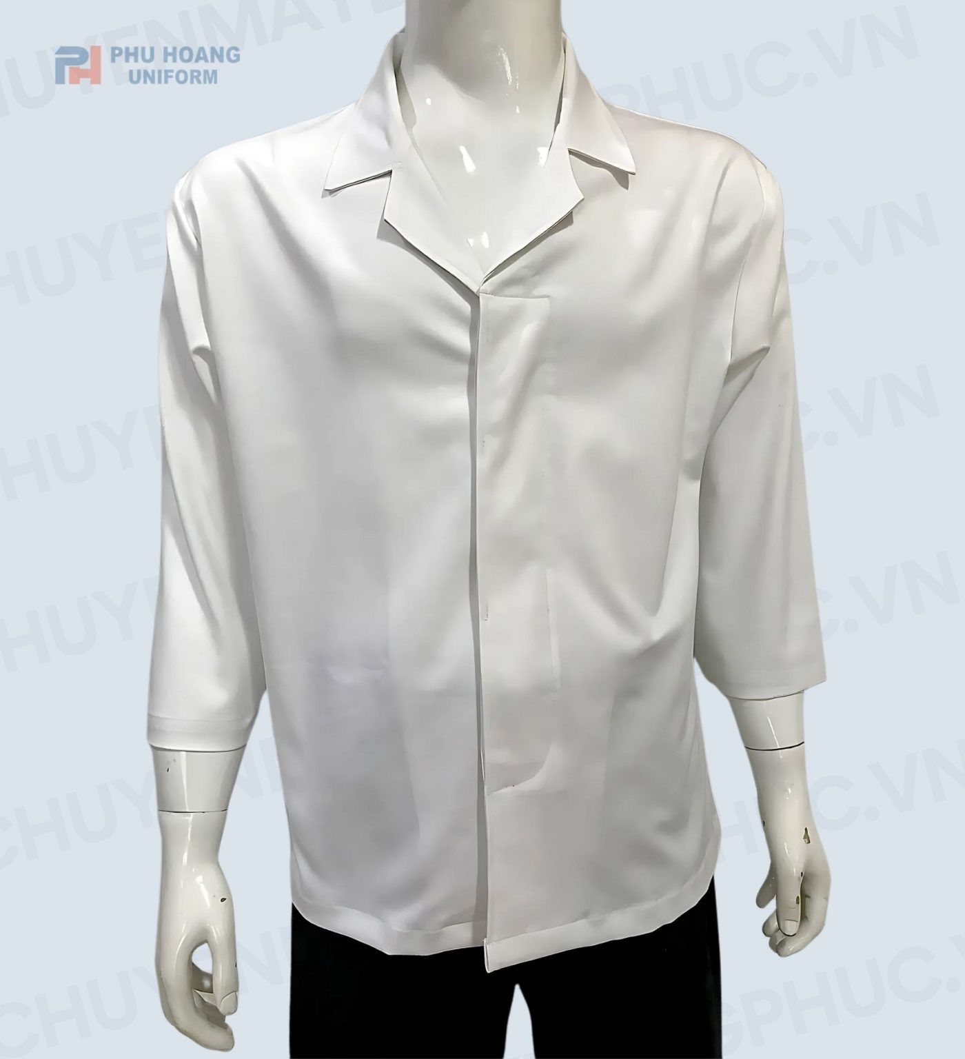 ÁO BẾP NHẬT KAKI TRẮNG MAY SẴN SB015