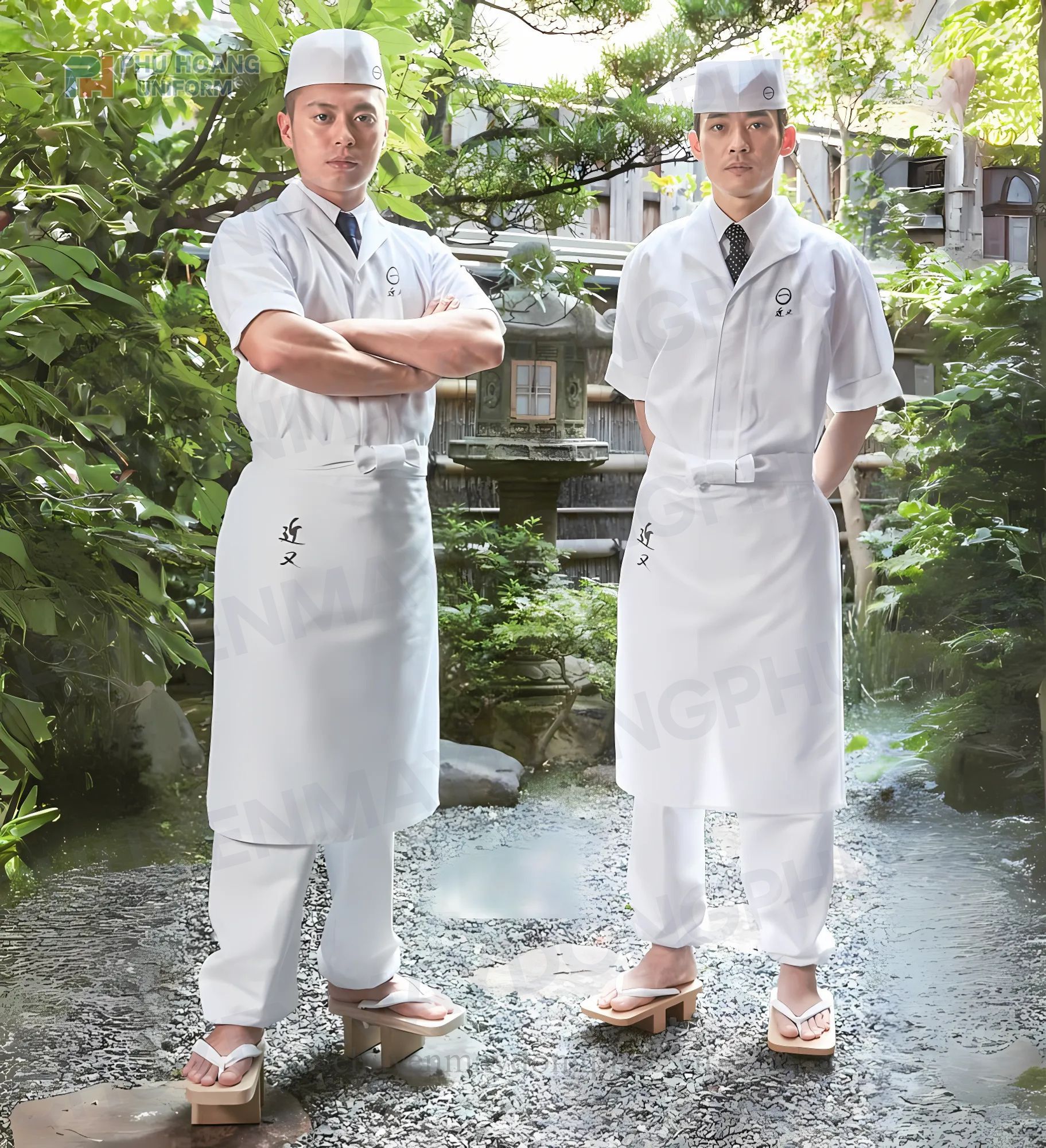 ÁO BẾP NHẬT KAKI TRẮNG MAY SẴN SB015