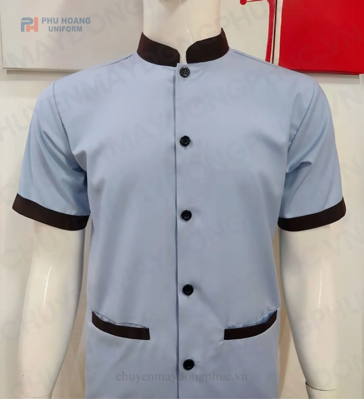 ĐỒNG PHỤC TẠP VỤ NAM MÀU XÁM PHỐI NÂU MAY SẴN SL008