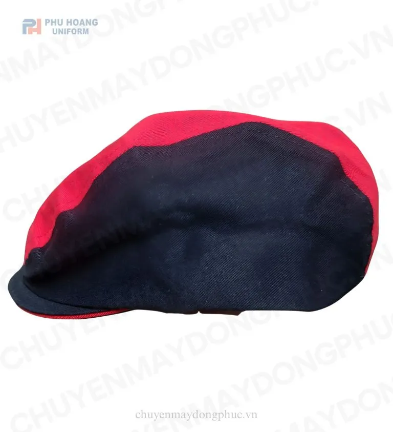MŨ NỒI BERET PHỤC VỤ ĐỎ PHỐI ĐEN MAY SẴN SV003