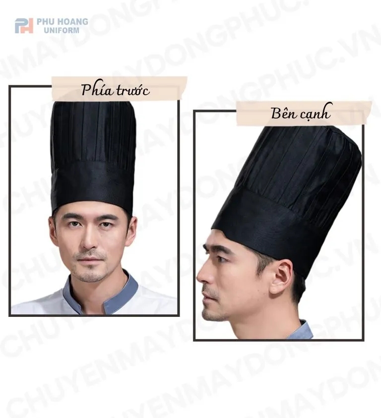 NÓN BẾP TRƯỞNG ĐEN MAY SẴN SN021