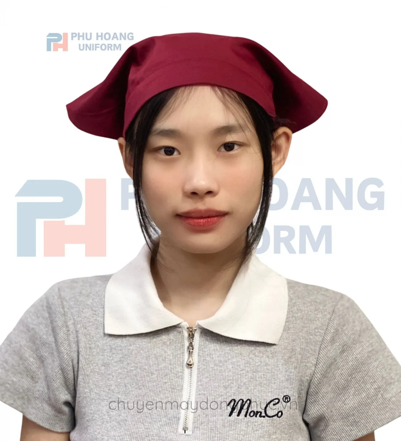 NÓN TAM GIÁC MÀU ĐỎ ĐÔ MAY SẴN SN004