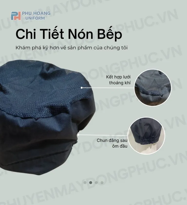 NÓN BẾP NHẬT CHÓP LƯỚI CHUN SAU MAY SẴN SN028