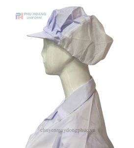 Nón bếp trùm đầu lưới sau màu trắng may sẵn Nón bếp trùm đầu lưới sau màu trắng may sẵn