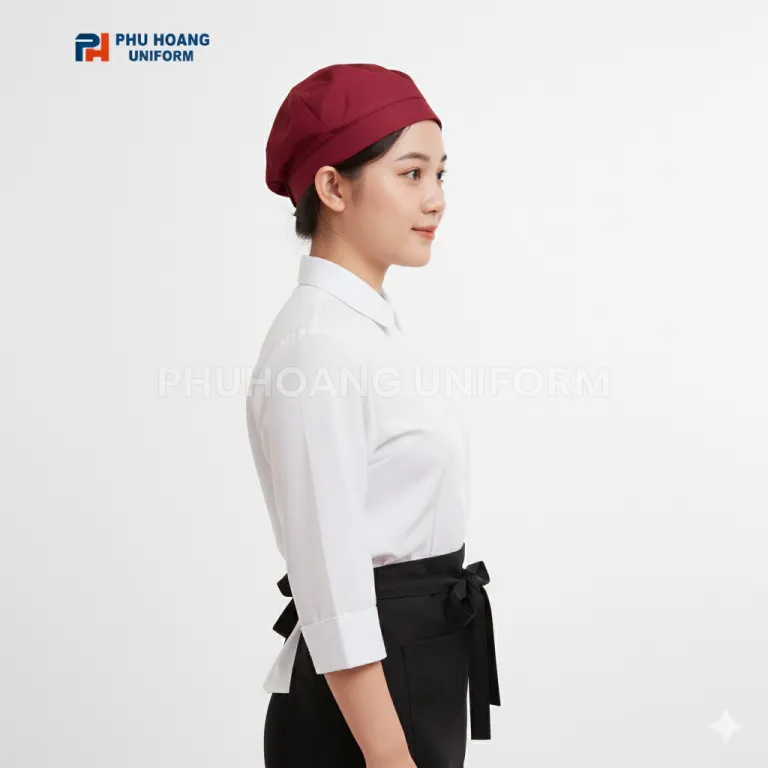 MŨ PHỤC VỤ MÀU ĐỎ ĐÔ MAY SẴN SV006