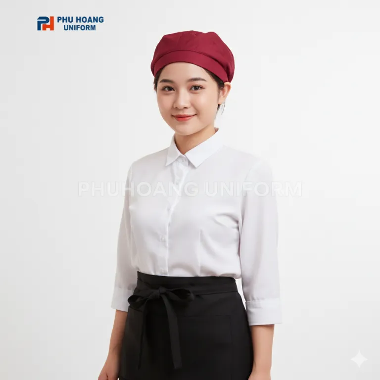 MŨ PHỤC VỤ MÀU ĐỎ ĐÔ MAY SẴN SV006