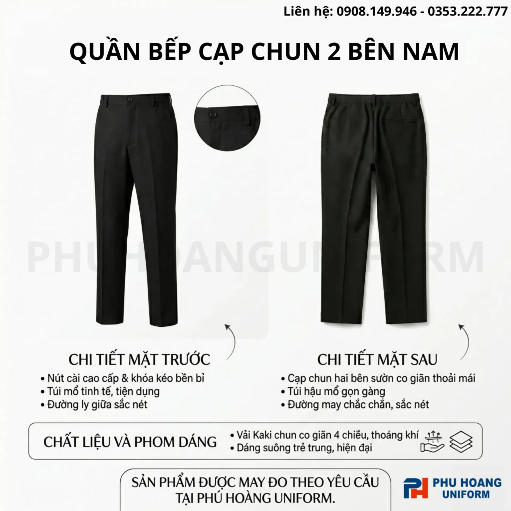 Giới thiệu quần bếp cạp chun 2 bên nam Giới thiệu quần bếp cạp chun 2 bên nam